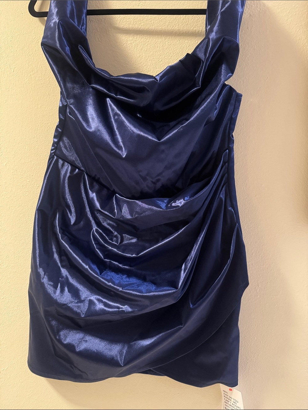 ASOS Navy Satin Cowl Neck Mini Dress